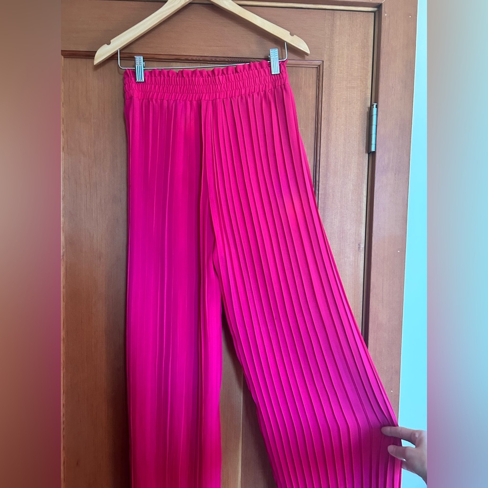 Vibrant Pink Pleated Pants